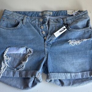 Topshop Light Blue Distressed Denim Shorts